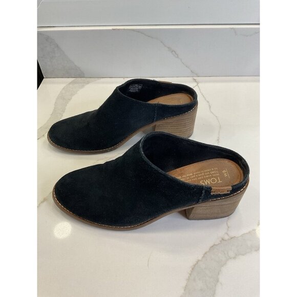 TOMS Leila Mules Black Suede Size 9 - Picture 2 of 7